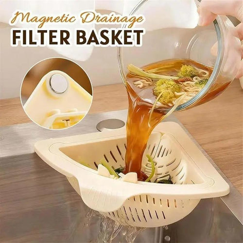 2 Counts Triangular Draining Basket - Kitchen Filter Net Storage Rack Strainer for Vegetable Fruit and Rice Residue