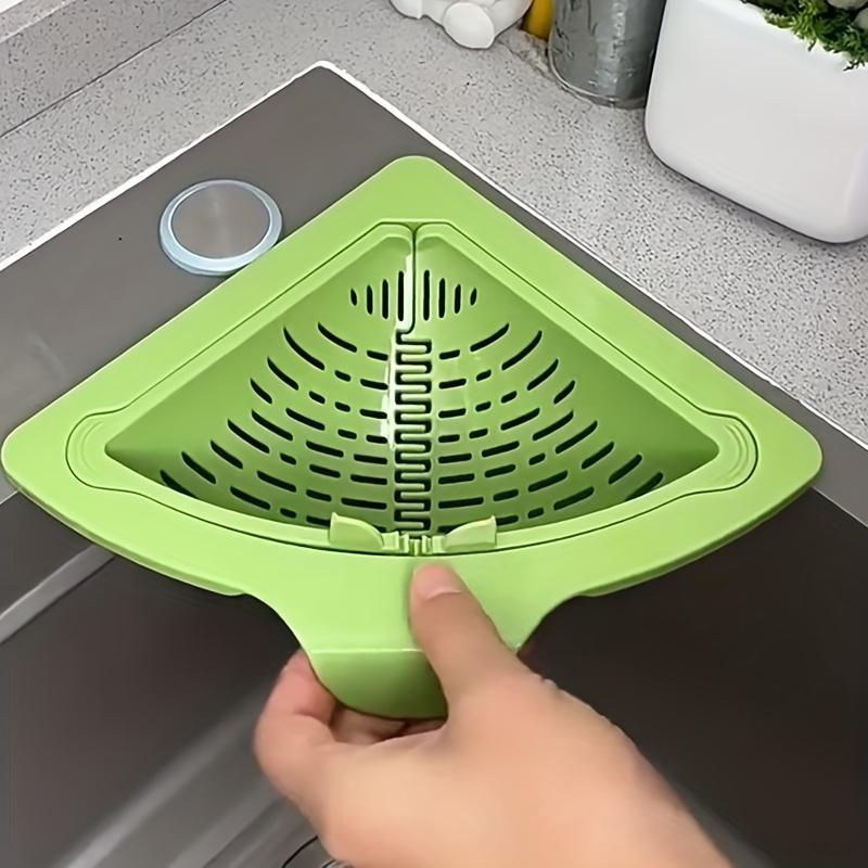 2 Counts Triangular Draining Basket - Kitchen Filter Net Storage Rack Strainer for Vegetable Fruit and Rice Residue