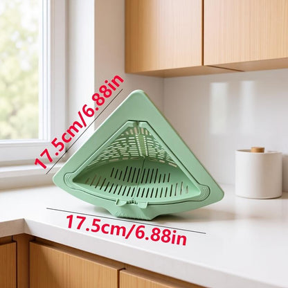 2 Counts Triangular Draining Basket - Kitchen Filter Net Storage Rack Strainer for Vegetable Fruit and Rice Residue