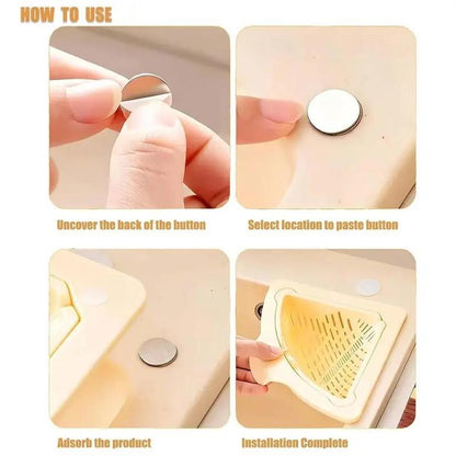 2 Counts Triangular Draining Basket - Kitchen Filter Net Storage Rack Strainer for Vegetable Fruit and Rice Residue