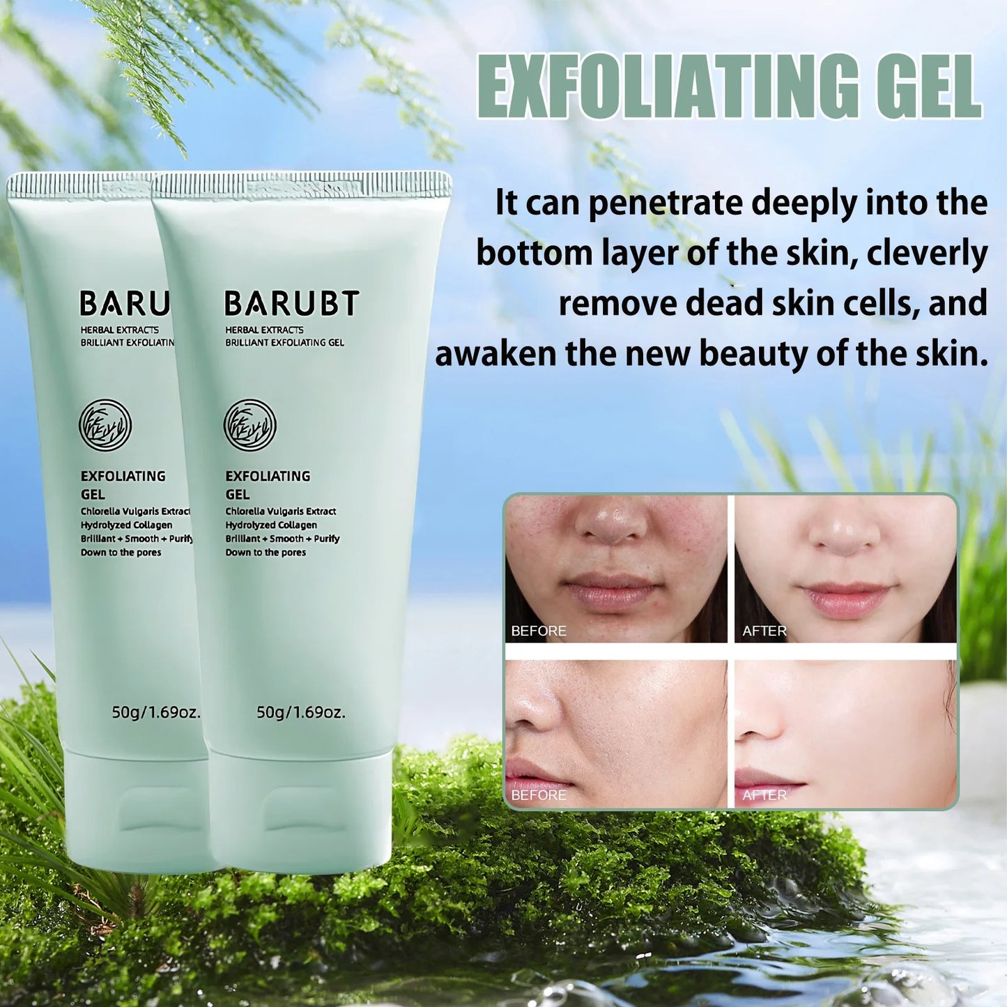 Herbal Exfoliating Gel - Skin Moisturizing Exfoliating Gentle Cleansing Gel Deep Brightening Gel
